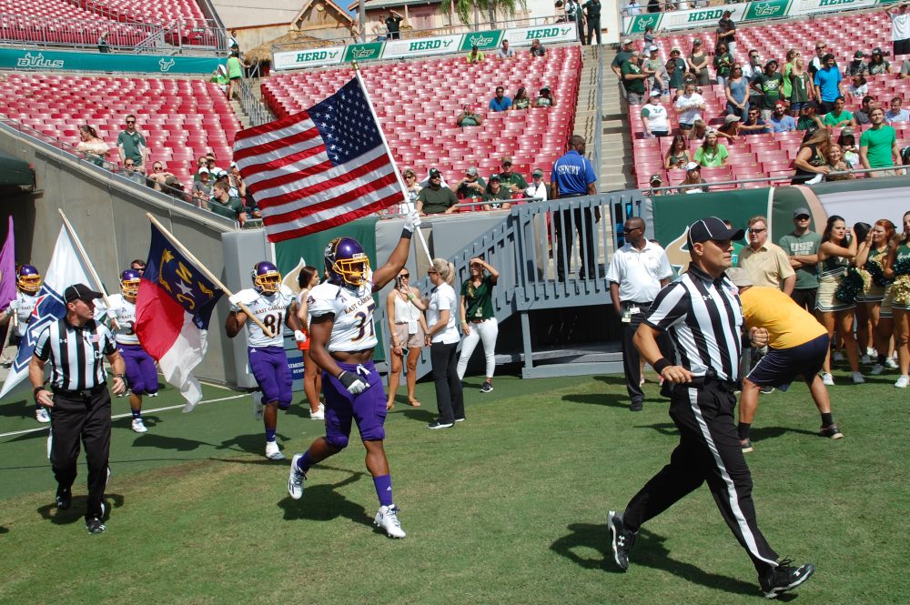 Trevian Hicks brings the colors into Raymond James Stadium for the Pirates.