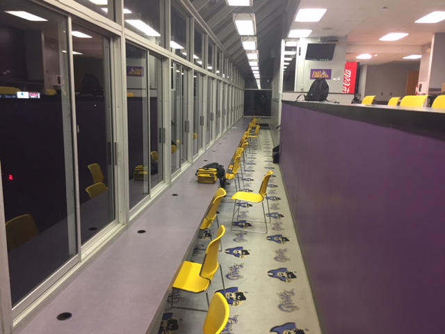 Empty Dowdy Ficklen Stadium press box after ecu cincinnati game on sat 