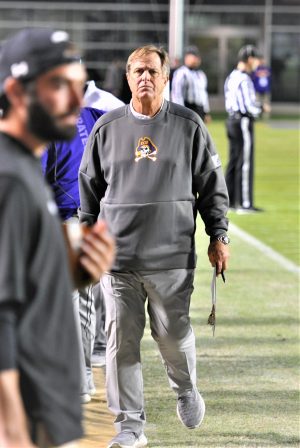 Former Pirate defensive tackle and assistant coach Kirk Doll now works as Senior Defensive Analyst and Director of Football Alumni Relations (Al Myatt photo)