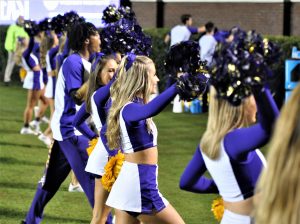 The East Carolina cheerleaders had something to be excited about on Saturday night (Al Myatt photo)