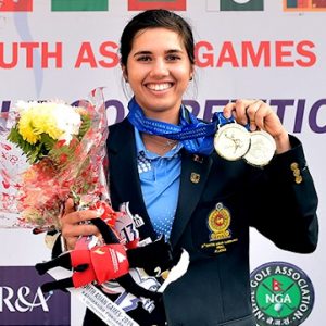 Grace after winning her gold medal at the South Asian Games
