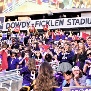 The student section, the Boneyard, is energized with the Pirates driving on the East end of Dowdy-Ficklen Stadium. (Al Myatt photo)
